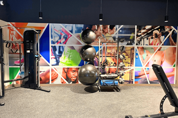 Fitness center with free weights
